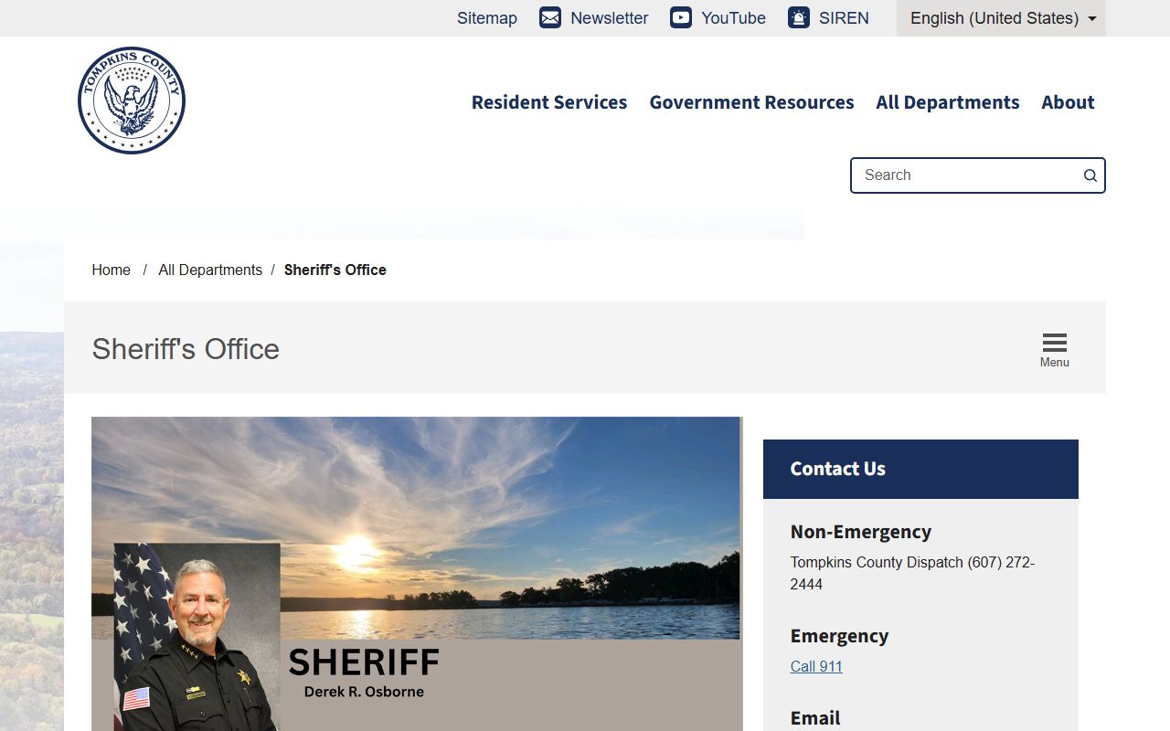 Tompkins County Sheriff's Office inmate population source page